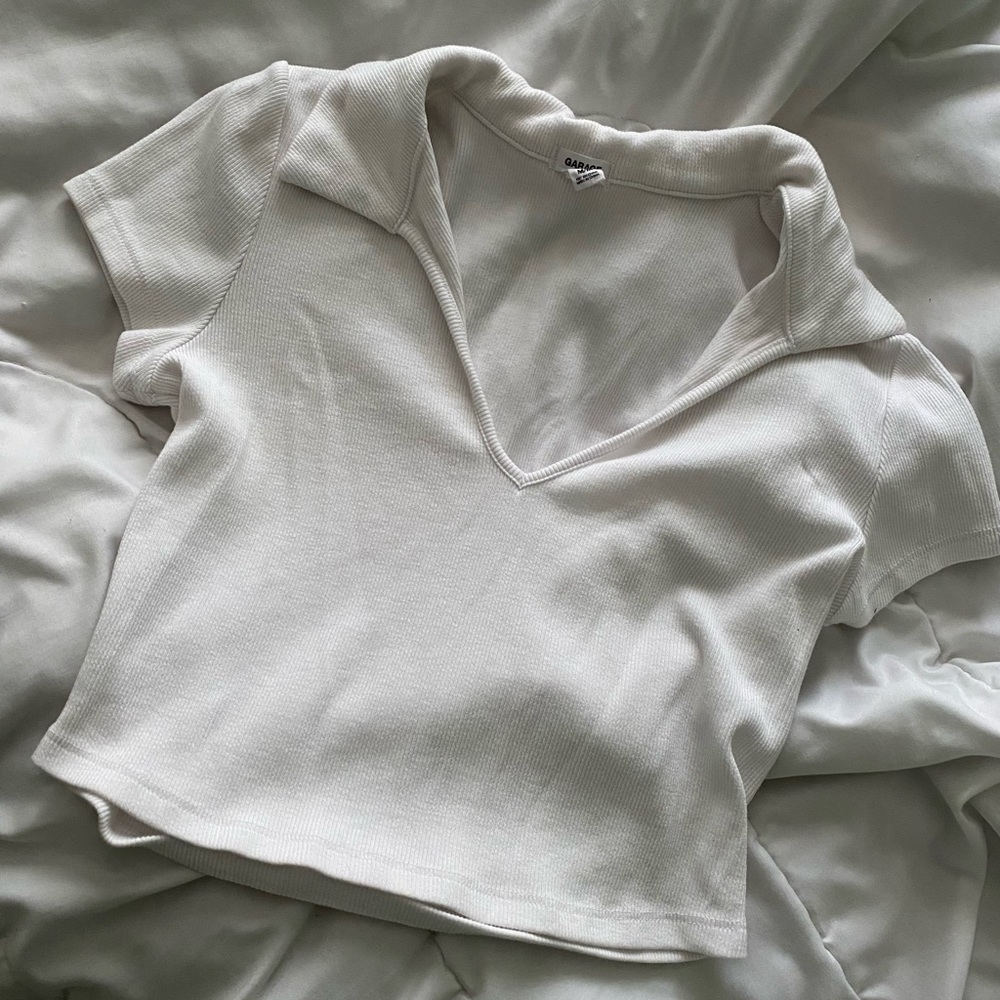 Garage White Crop Top